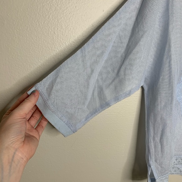 Anthro | Meadow Rue Blue Sheer Embroidered Top - Picture 4 of 7